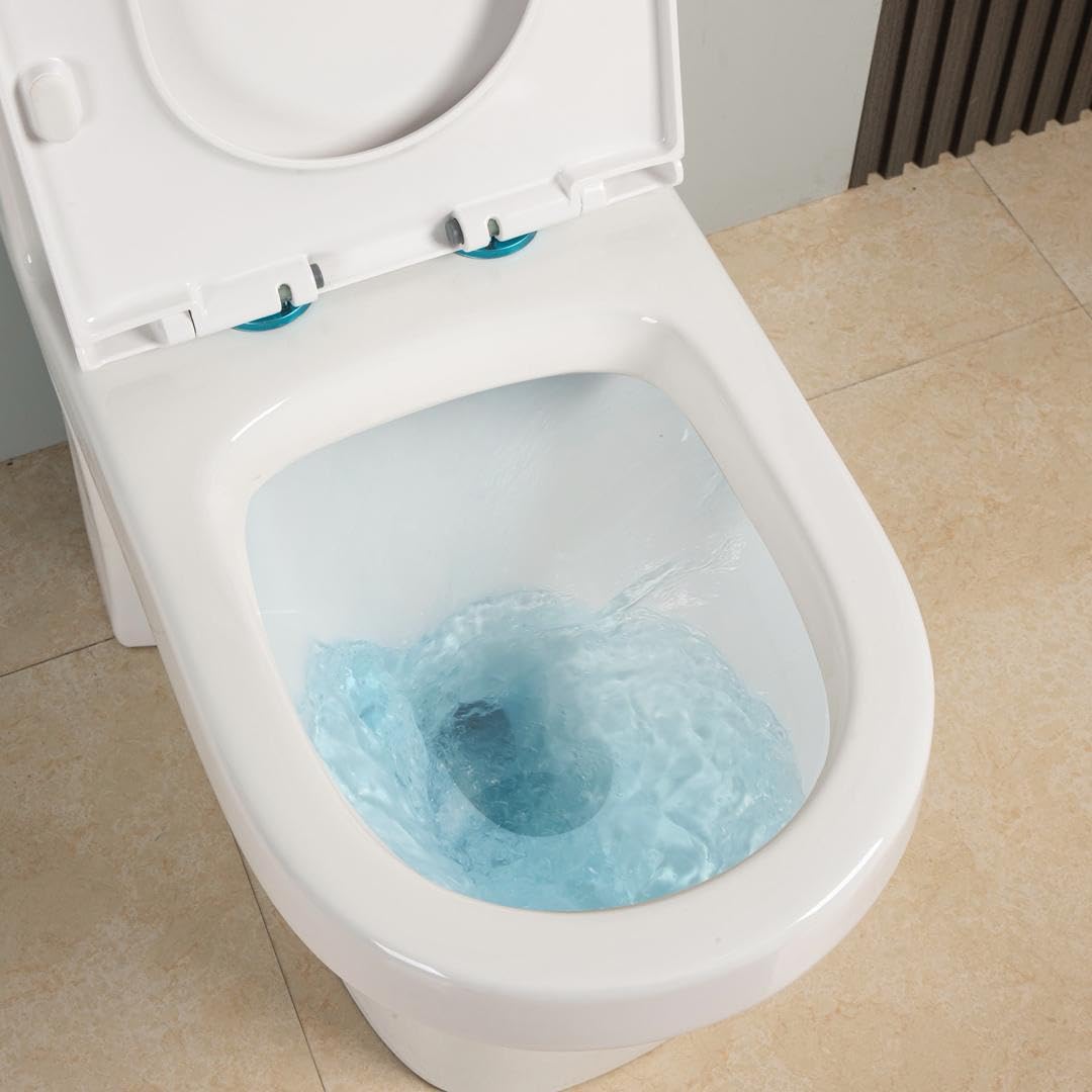 Compact Toilet 2-en-1 avec bassin de lavage intégré et robinet chromé - WC en céramique blanc économisant de l'espace