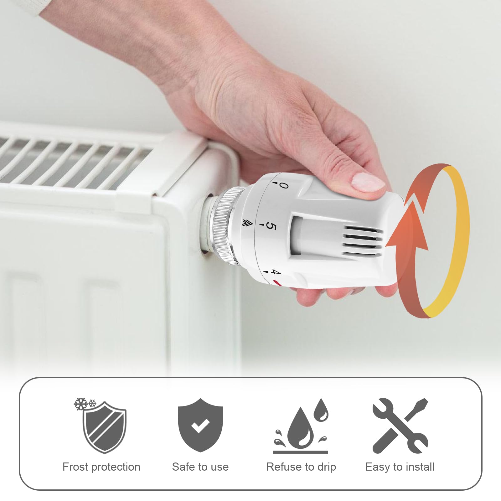 Robinet Thermostatique Radiateur Tête Thermostatique M30 X 1,5 BYZESTY 6 Pièces