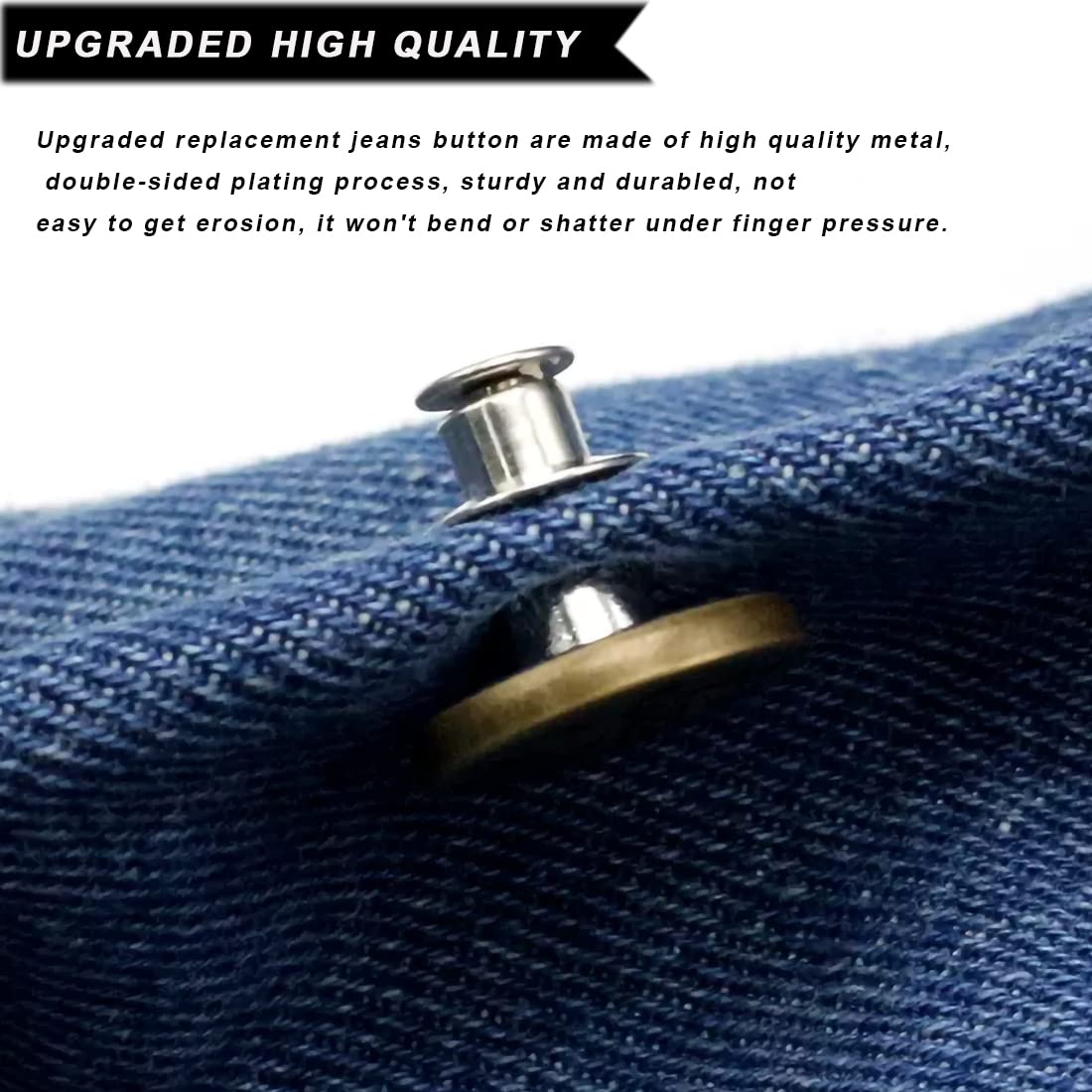 12 Boutons Jeans à Visser, 17 Mm, Argent, Amovibles Et Sans Couture