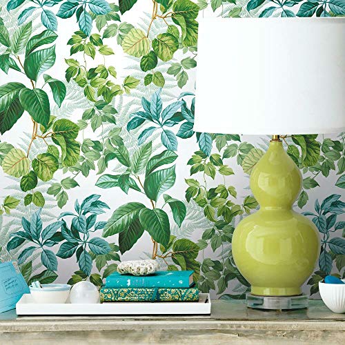 RoomMates RMK11232WP Green Rainforest Leaves Peel and Stick Wallpaper