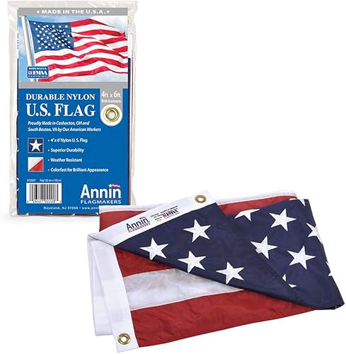 Miniatura 9 de Annin Flagmakers Modelo 2300 Bandera Americana para todo tipo de clima de nailon SolarGuard Nyl-Glo, 6 x 10 pies