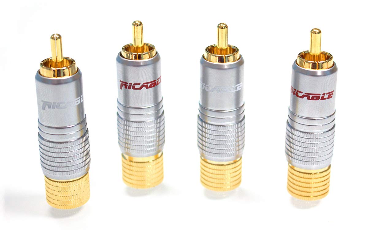 Ricable Custom RNH - Kit 4 Pz. Conector del Enchufe Hi-Fi de RCA Macho para soldar 10 mm
