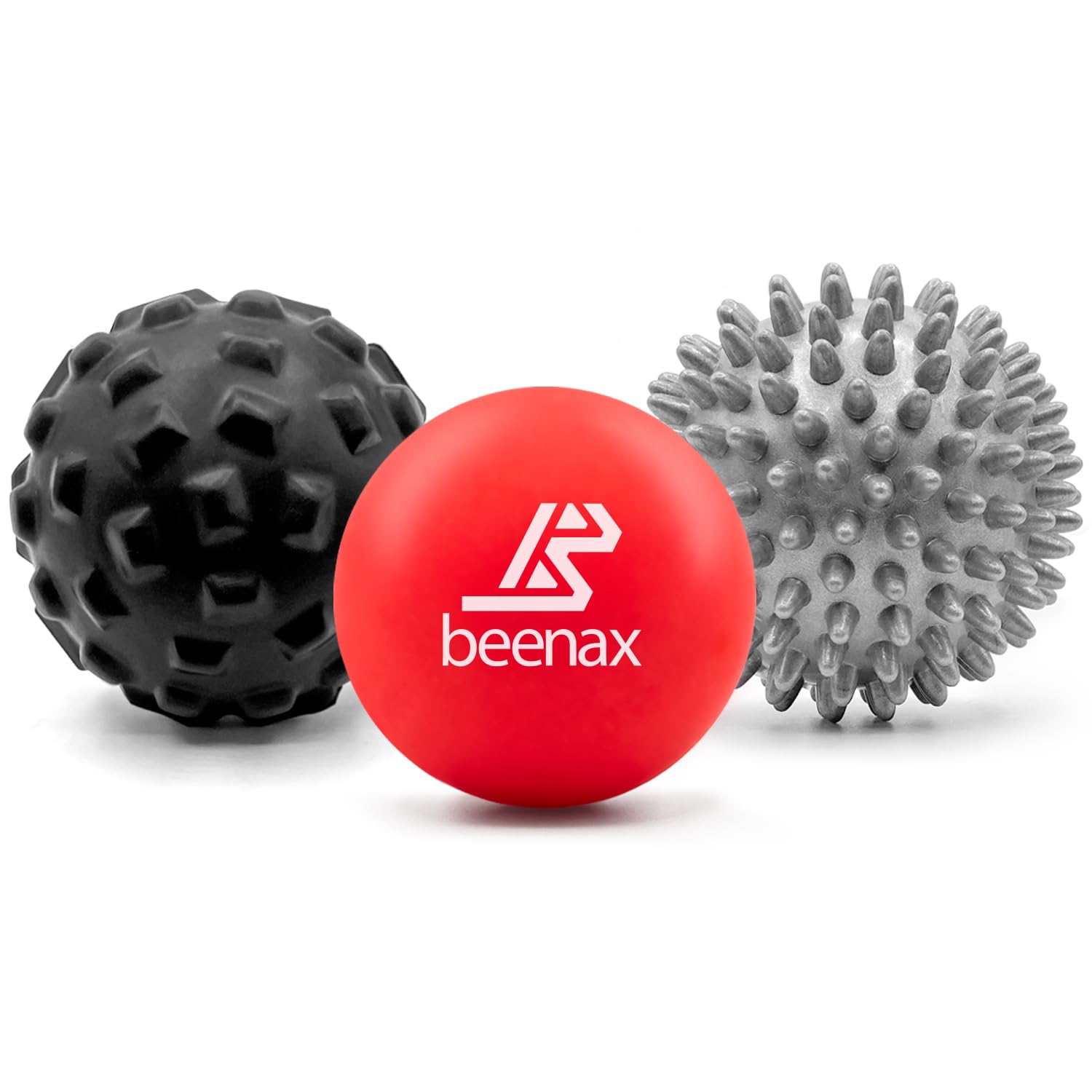 Beenax Massage Ball (Set of 3) - Trigger Point Therapy, Myofascial Release, Plantar Fasciitis, Deep Tissue, Pain Relief and Stiffness Reduction - Relieve Stress and Relax Tight Muscles