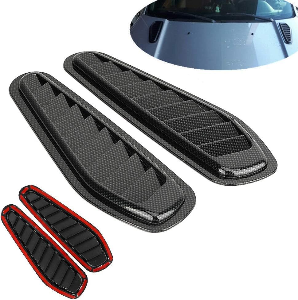 Carbon Fiber Intake Scoop Universal Bonnet Vent Cover for Most Vehicles 2pcs Set Car Hood Decorative Upgrade
