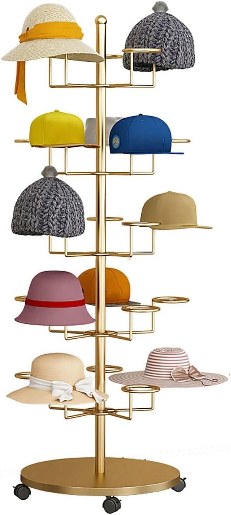 Présentoir casquettes de baseball grande capacité et perruques au design autoportant