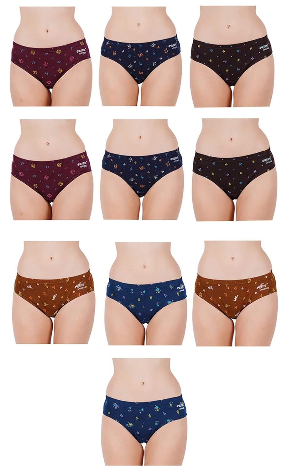 Pride Apparel Women’s Cotton Panties (Pack of 10) Pride Apparel Women’s Cotton Panties (Pack of 10)