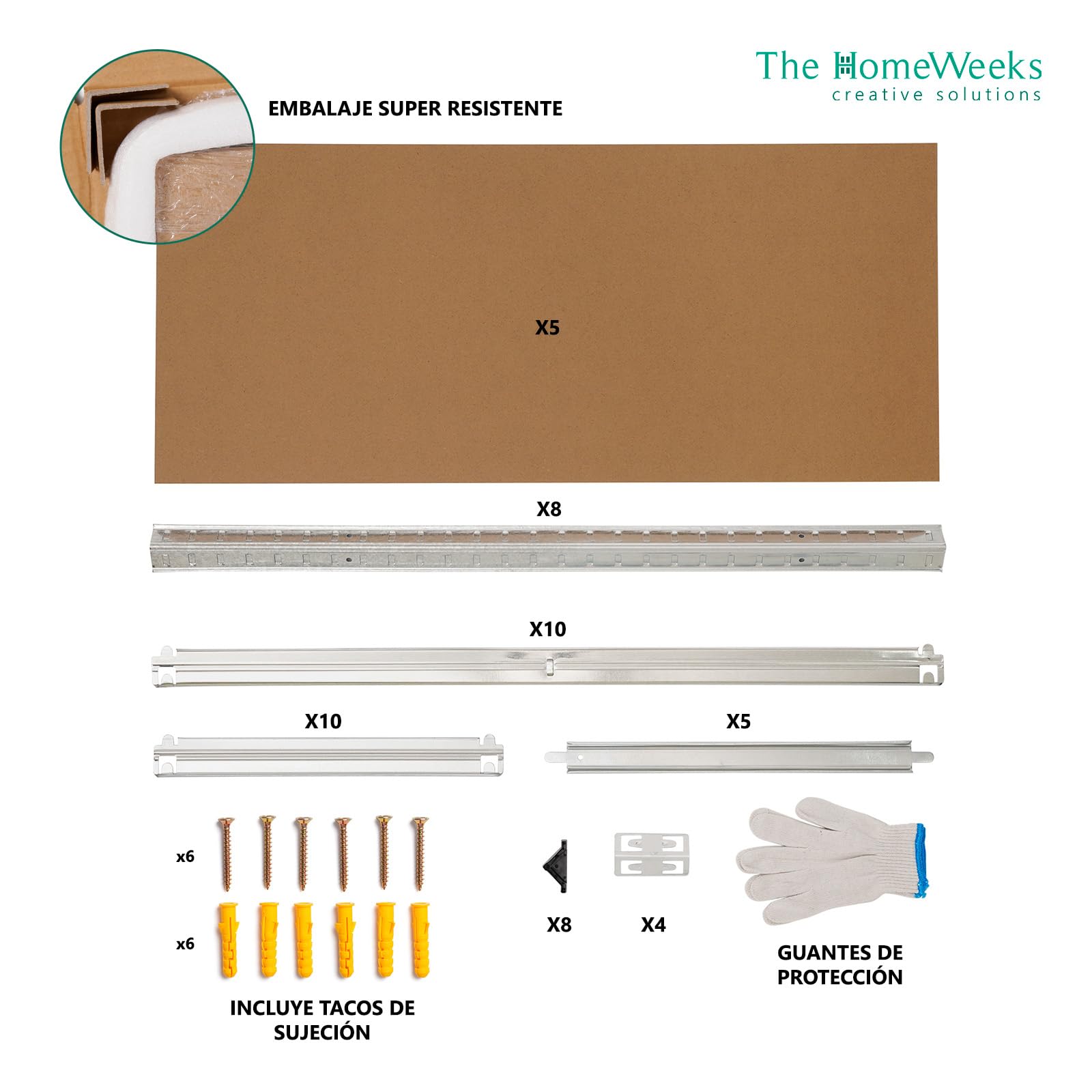 The Homeweeks Pack 2 Estanterías Almacenaje Metálicas 180*90*40cm | Acero Galvanizado Modular 5 Baldas Ajustables MDF 175 kg por Estante 875 kg Total Montaje Suelo sin Tornillos System Click & Push