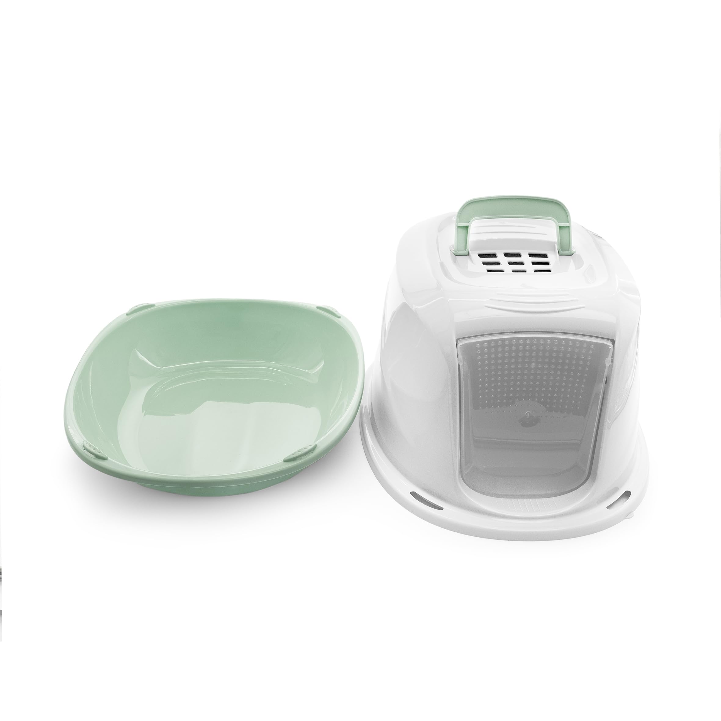 Record Arena+ Lettiera per Gatti Chiusa con Maniglia e Filtro, Verde 45x36x31,5 cm. Toilette in Plastica Design Moderno, Facile da Pulire, Made in Italy