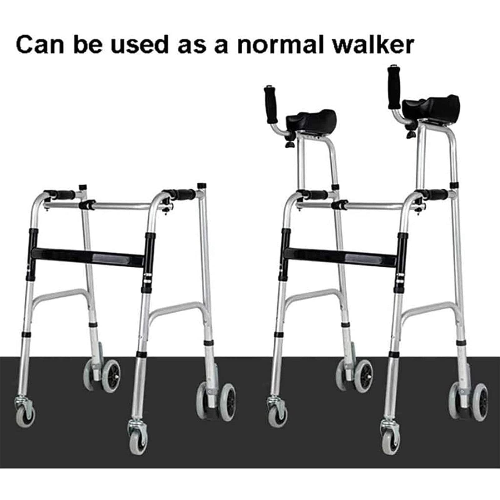 Rollator Walker, chodzik dla seniorów i dorosłych, chodzik z podpórką pod podłokietnik, regulowana wysokość