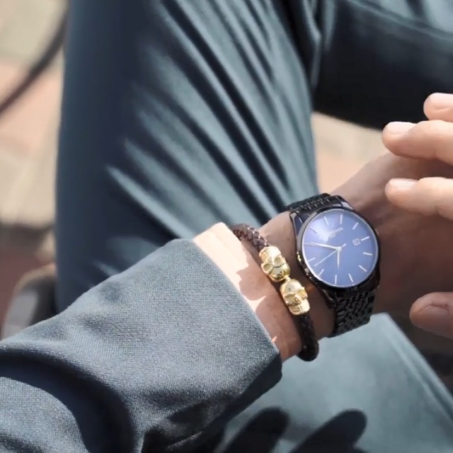 RORIOS Orologio da uomo, al quarzo, analogico, orologio luminoso, cronografo orologi con calendario, acciaio inossidabile, cinturino quadrante classico orologio da uomo, blu bianco, Bracciale