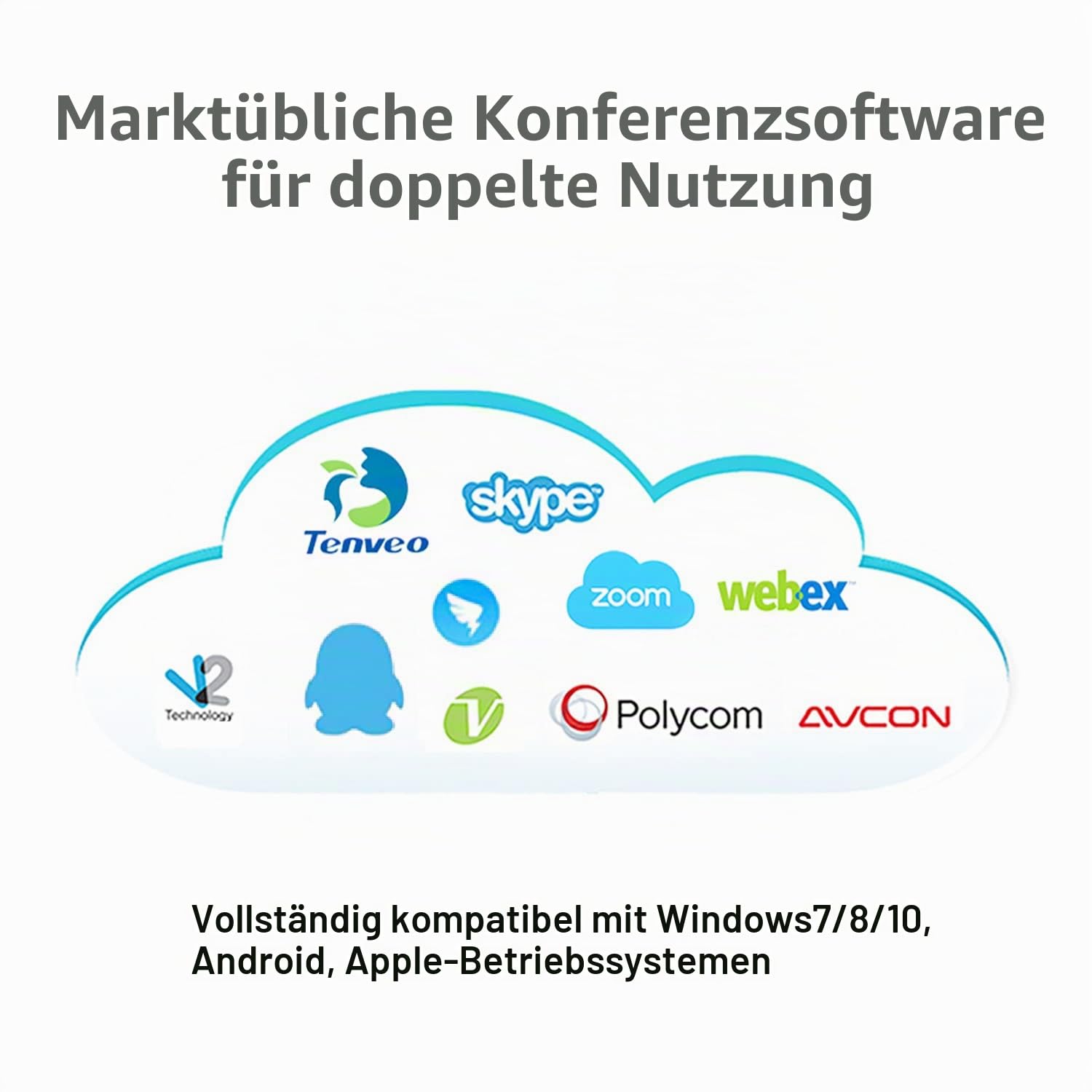 Octopus konferenzlautsprecher mit mikrofon, USB Lautsprecher und omnidirektionales Mikrofon, kristallklarer Klang, Plug-and-Play, für Besprechungsräume oder Home Office