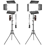 2 Pack LED Video Light Kit with Barn Door, Icceue Photography Light Panel with Stand, 3000Lux 2500K-8500K Dimmable Studio Lights for Video Recording/Filming/Photoshoot Shooting/Live Streaming/YouTube