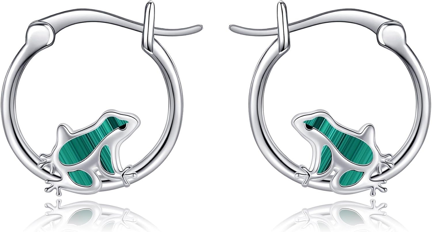 Small Hoop Earrings Sterling Silver Butterfly/Triceratops/Frog Hoop Earrings Dino Jewelry Dinosaur Gifts for Women