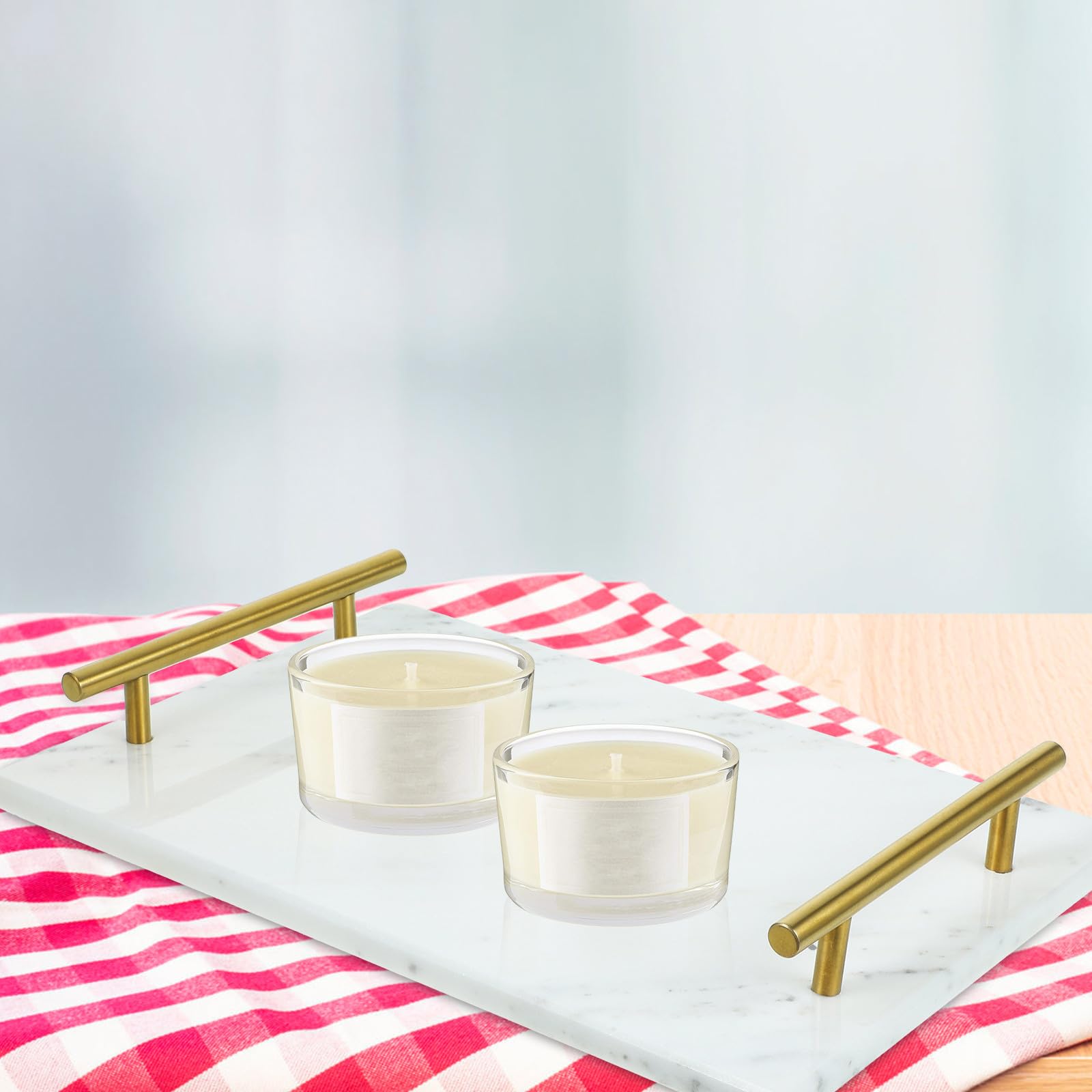Vassoio in Marmo con Manico, Portaoggetti Multiuso per Cucina e Bagno, Piatto da Portata Rettangolare 30x20 Cm, Resistente e Leggero per Snack, Frutta Secca e Dessert