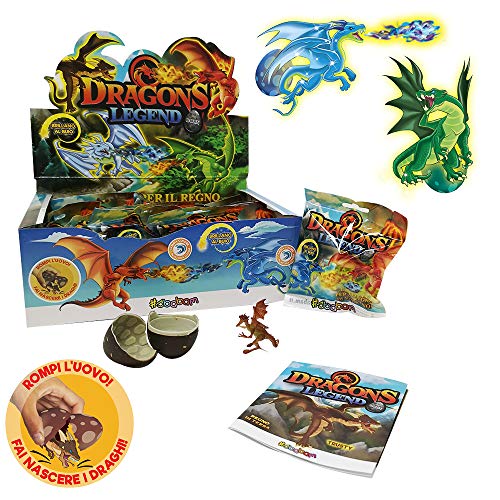 Sbabam, Dragons Legends Born, Juegos para niños de quiosco, Monstruos de Juguete Squishy de Goma con Dragones Marinos, Tierra y Fuego, Paquete de 4 Bolsas, Huevo Incluido, Ideas de Regalo para niños