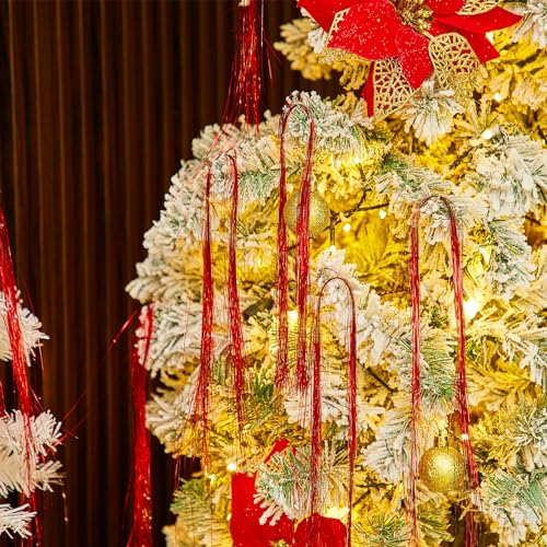 Carámbanos de oropel rojo para árbol de Navidad decoración de aluminio brillante para fiestas y bodas 7