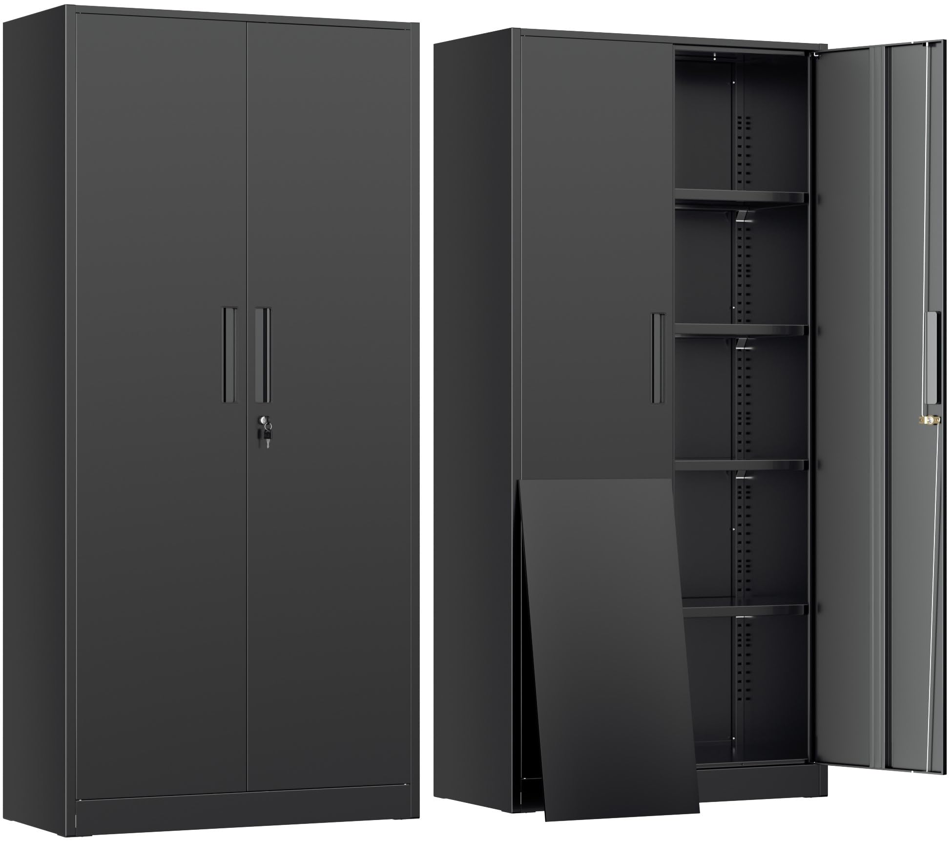 INTERGREAT Metal Lockable Storage Cabinet, 72” Storage Cabinet with 2 Doors and 4 Adjustable Shelves for Office, Home, Garage, Pantry (Assembly