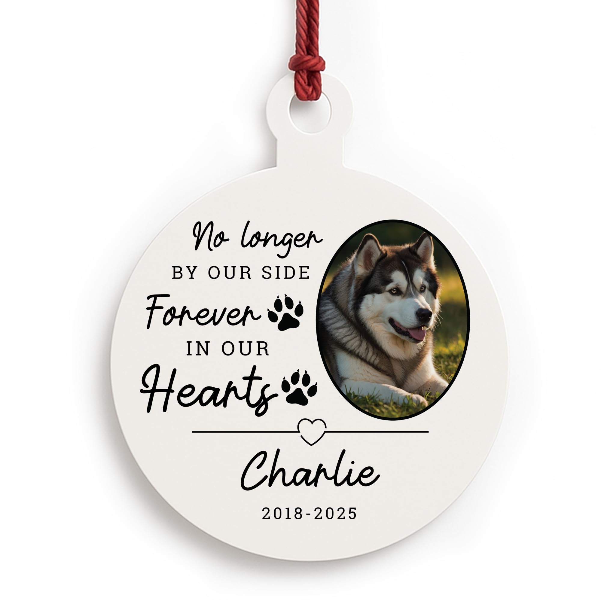 Red Ocean Memory Plaque For Dog Memorial Bauble With Photo Personalised Dog Memorial Decoration For Lover Pet Owner Family Tree Decoration Keepsake