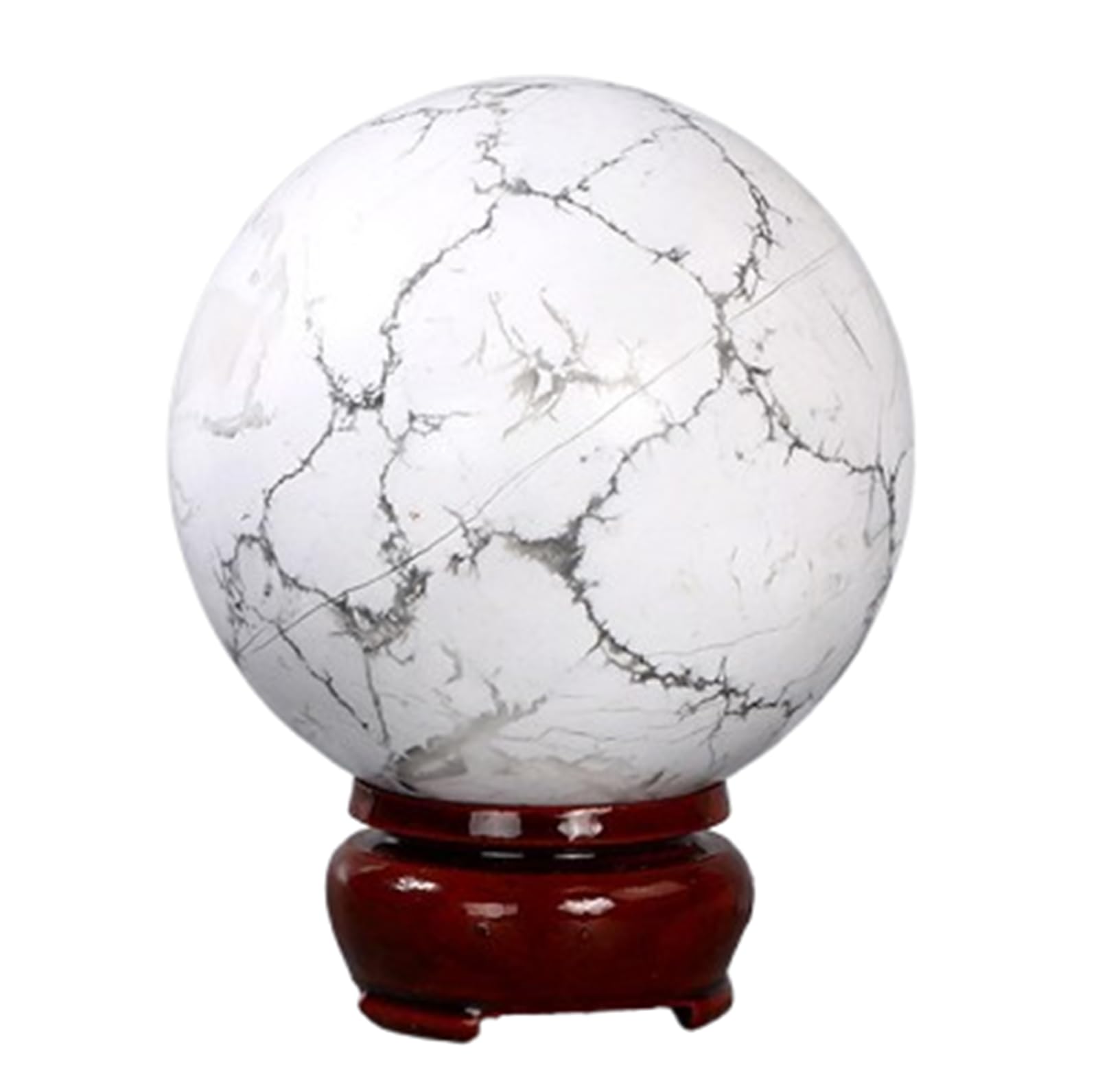 SHFTQXSLAT White Crystal Ball with Display Base,65mm Polished Stone Gemstone Sphere Feng Shui Decoration for Home & Office