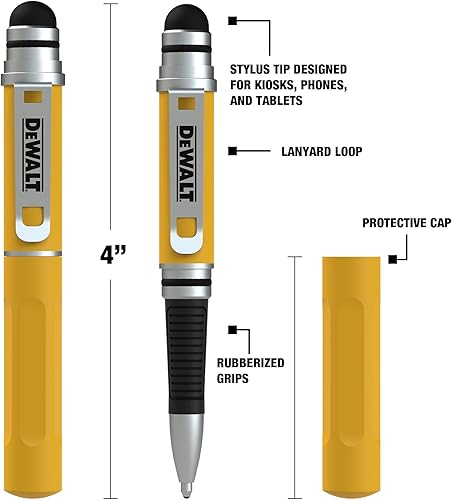 Miniatura 2 de DEWALT Mini lápiz capacitivo 3 en 1 resistente, bolígrafos para tableta para iPad, bolígrafos de pantalla táctil EDC, bolígrafo con punta de