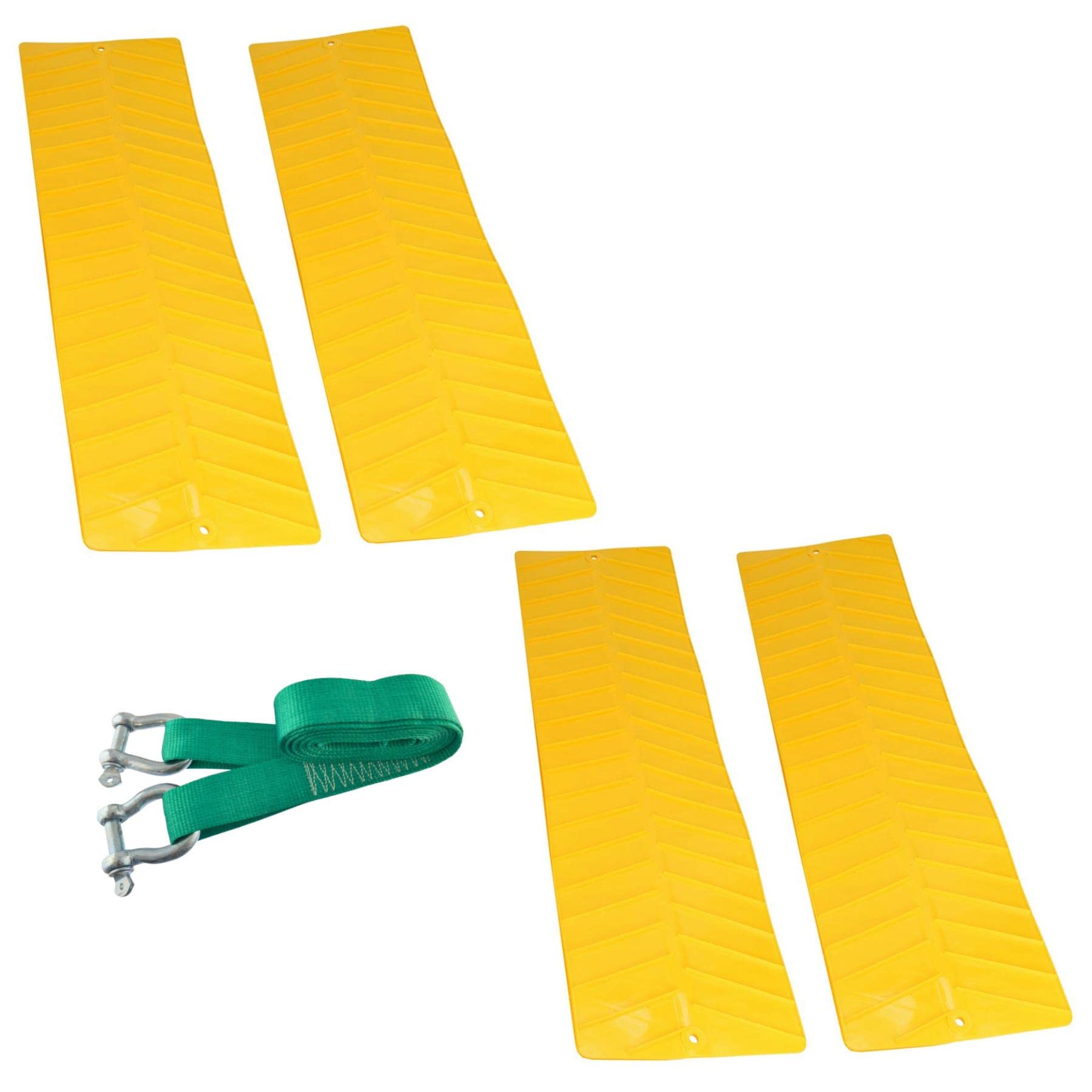 AB Tools 4 x Tyre Wheel Grip Traction Mats & 8T Tow Rope Recovery Strap Snow Mud Sand