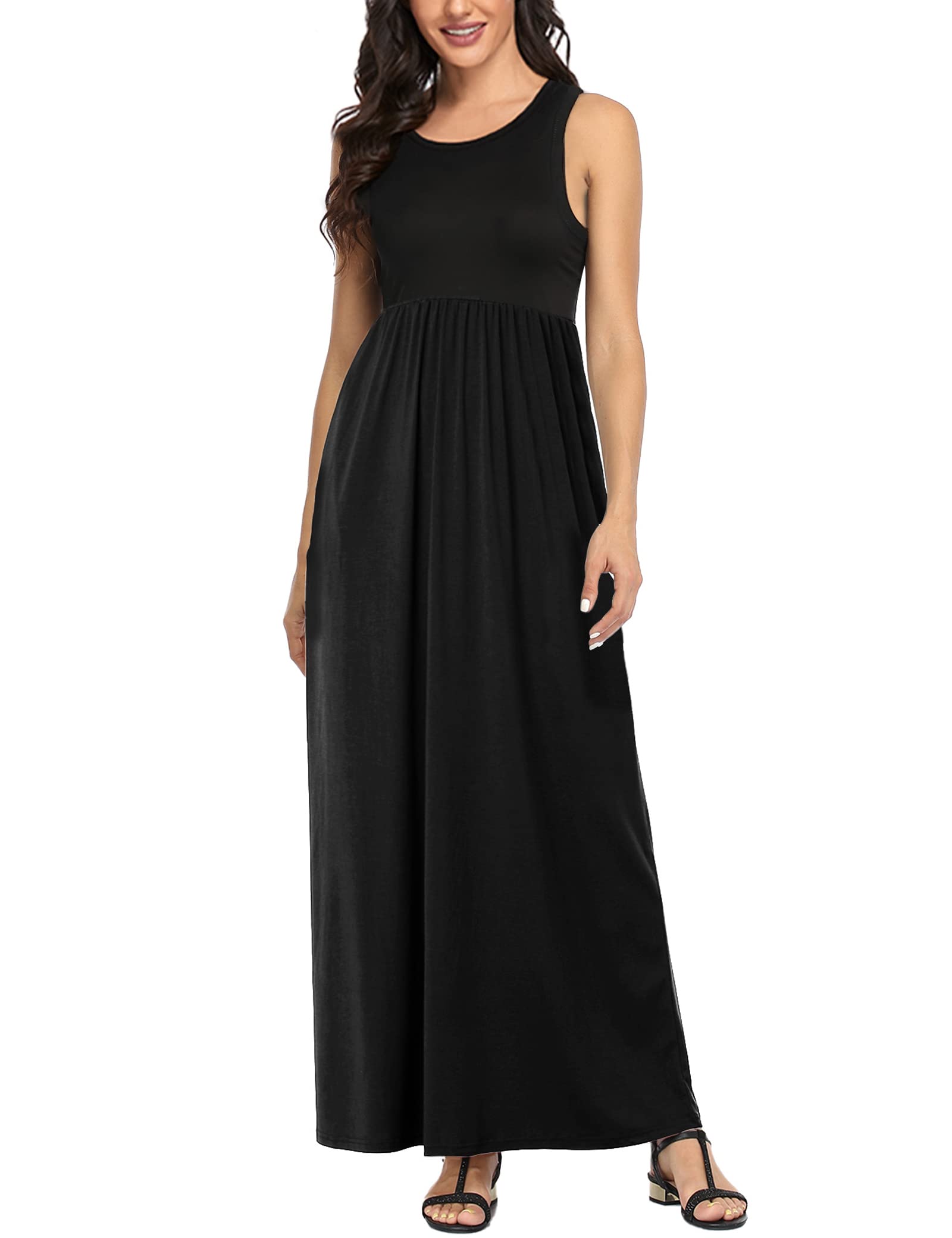 Lacavocor Womens Summer Maxi Dress Tank Top Sleeveless Long Dresses
