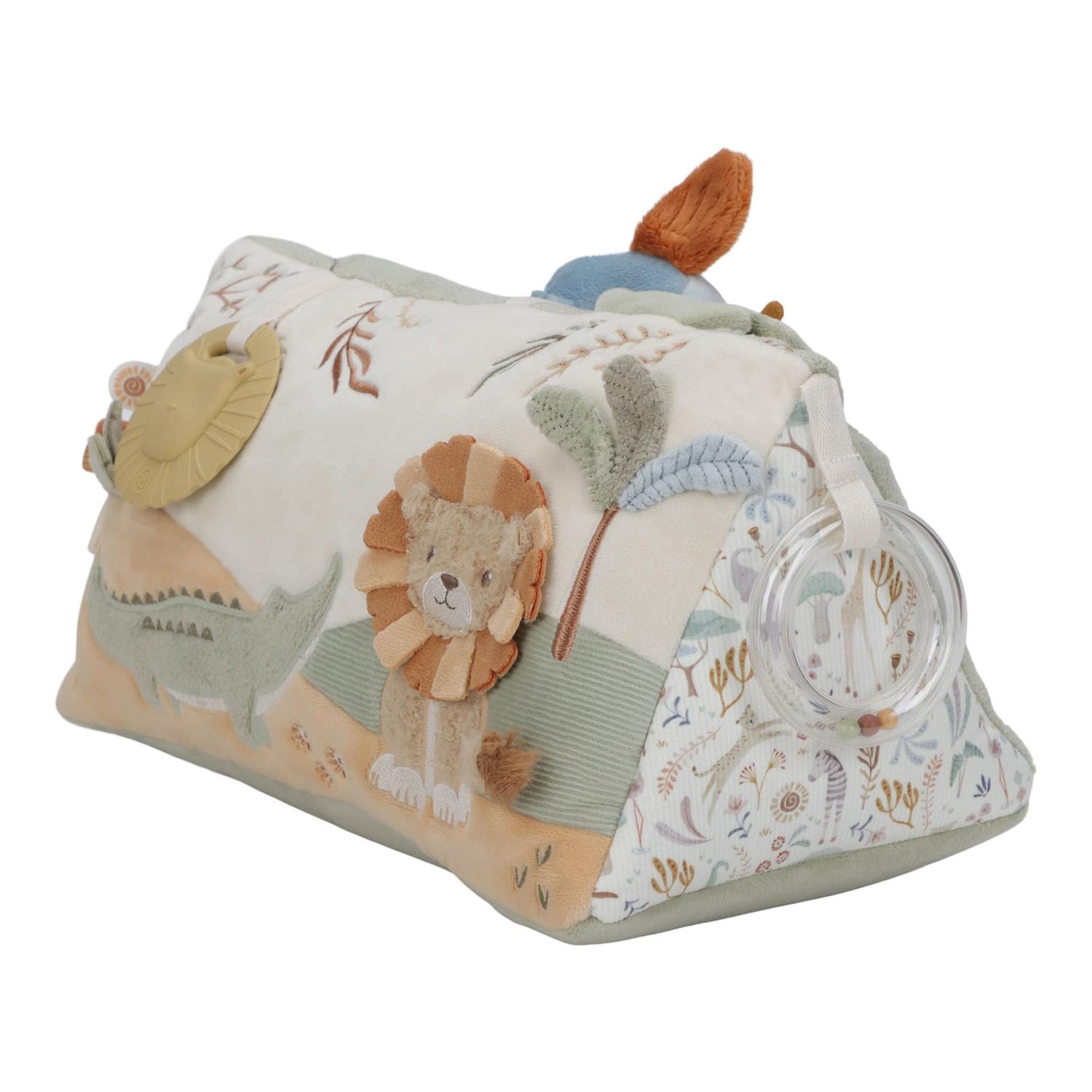 Little Dutch Fühldreieck - Activity Stoff - Spielzeug mit Spiegel - für Babys ab der Geburt - Unisex - Safari Friends - grün
