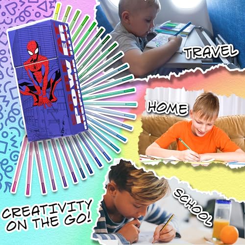 Marvel Spiderman Colouring Pens for Kids Markers 60 Pcs Felt Tip Pens for Drawing Doodling Assorted Colours Boys Gifts - Image 4