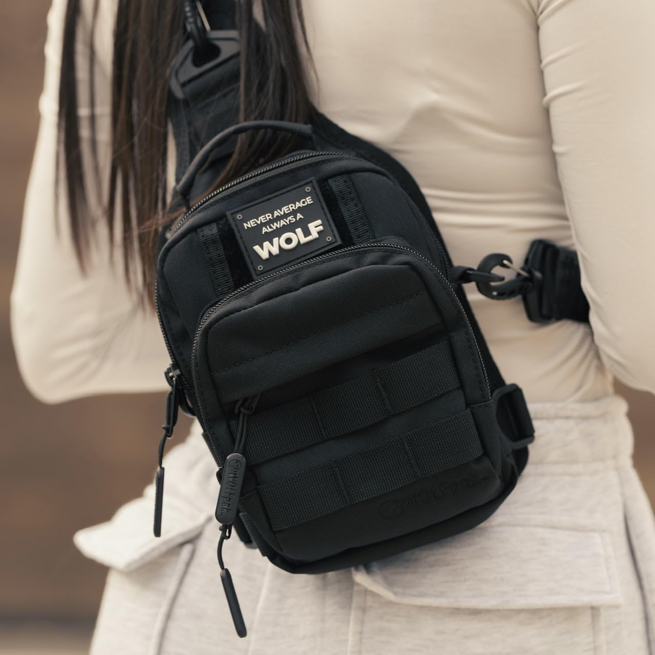 WOLFpak 4L Mini Tactical Sling Bag (Alpha Black) Compact Crossbody Backpack for Gym, Travel & EDC | Tactical Shoulder Bag with Multiple Pockets – Lightweight, Durable Sling Pack for Men & Women - Image 8