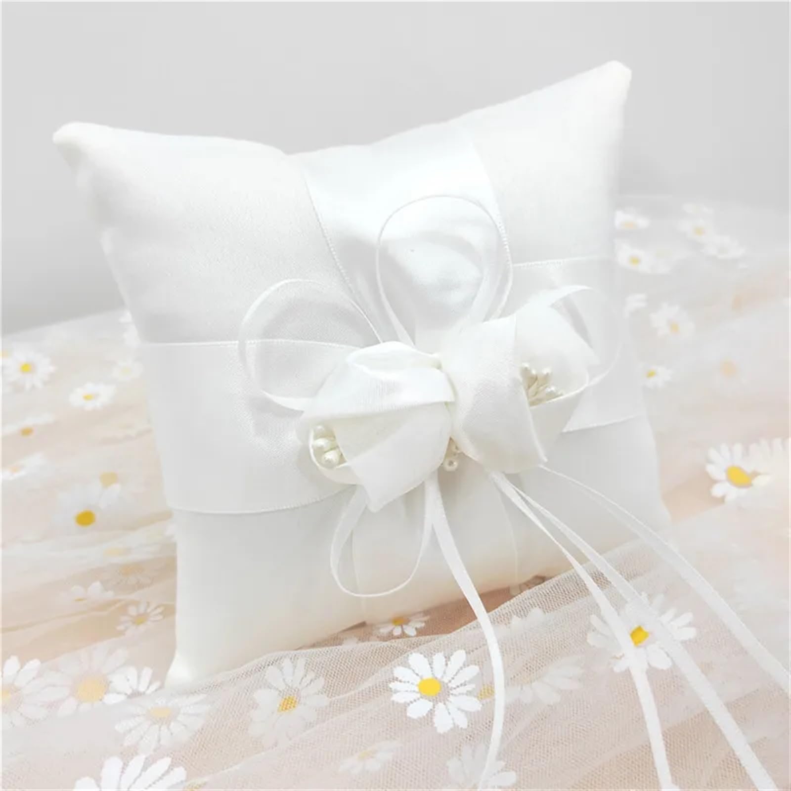 Ringkissen Hochzeit Ring Kissen Party Decor Festliche Lieferungen Hohl Spitze Hochzeit Dekorationen(S4-1 (9x8x4cm))