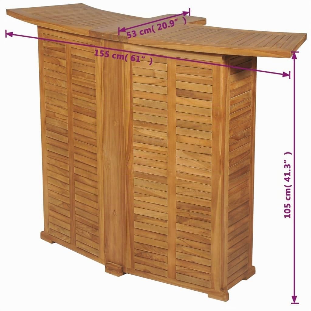 vidaXL Table Pliable de Bar 155x53x105 cm Bois de Teck Solide