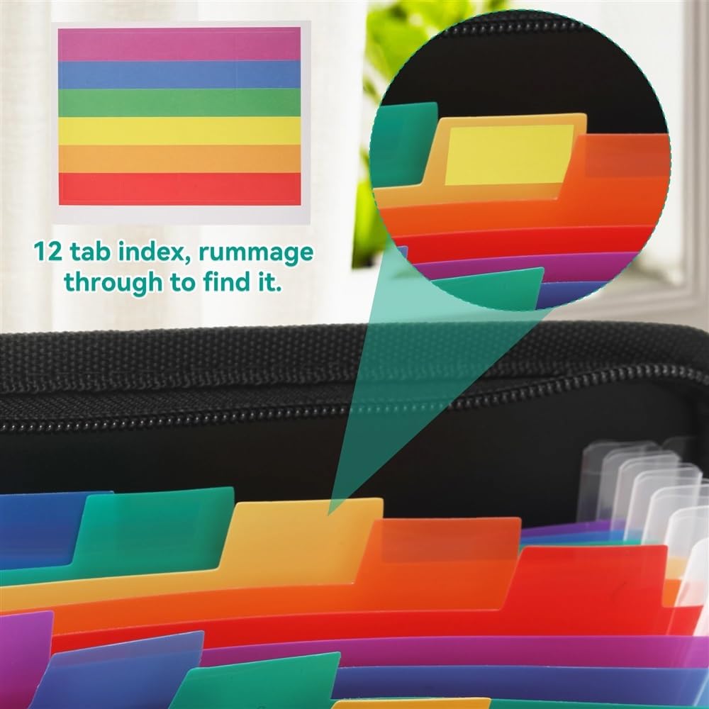 Porte-documents élégant multi-nizer – Pages intérieures en plastique transparent pour reçus et documents Design extensible parfait pour le bureau et la maison