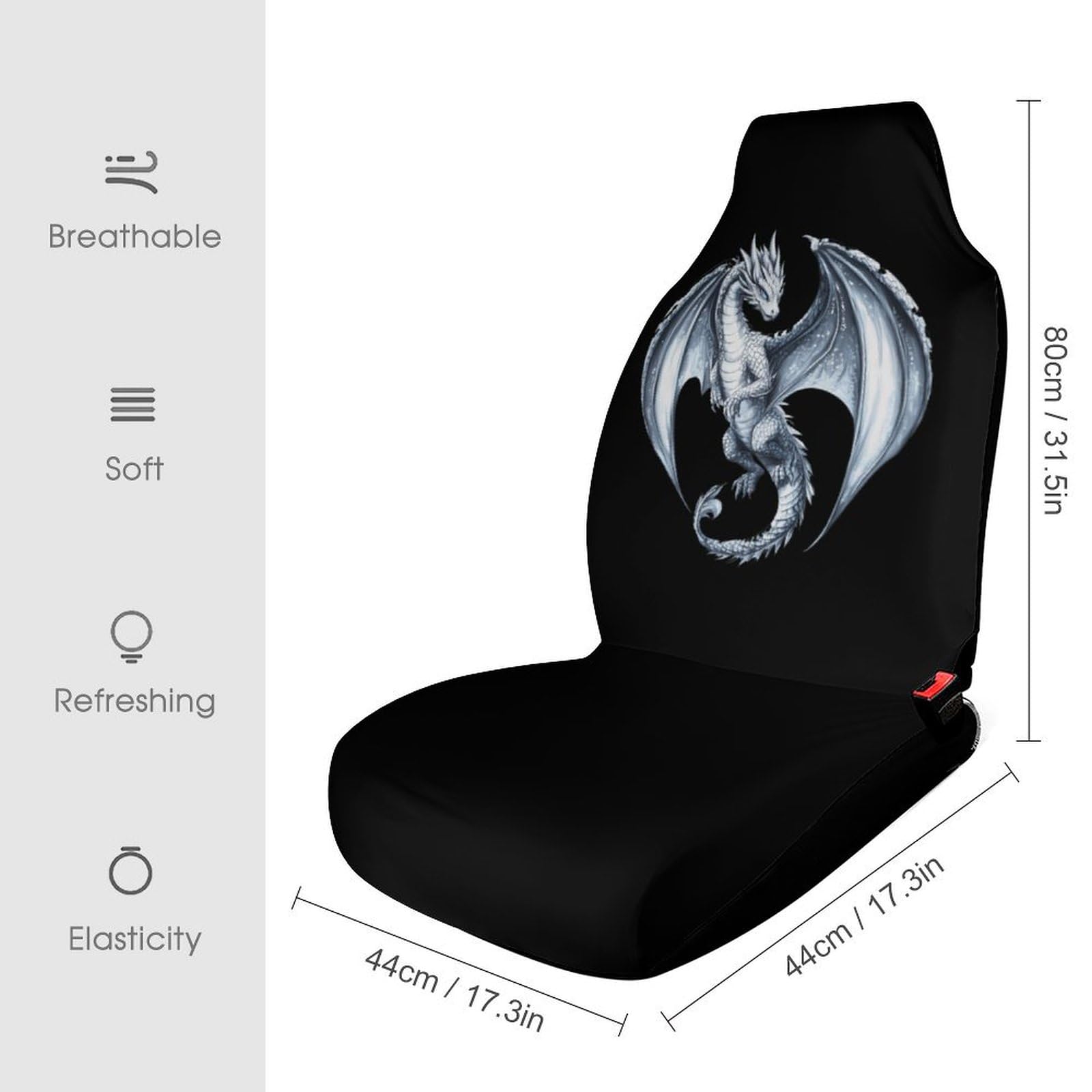 Silver Dragon Car Seat Covers Universal Car Front Seats Protector Auto Interior Accessories 1PCS