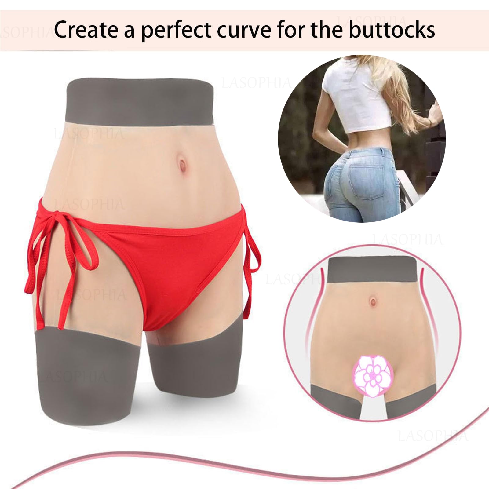 Silikon-HüFtverstäRker-HöSchen, Realistische Versteckte Gaff-Boxershorts, Gesäß-Push-Up-Shapewear füR Crossdresser Und Transgender