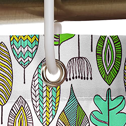 Rideau douche 120x180cm polyester vert jaune imperméable avec crochet - 3