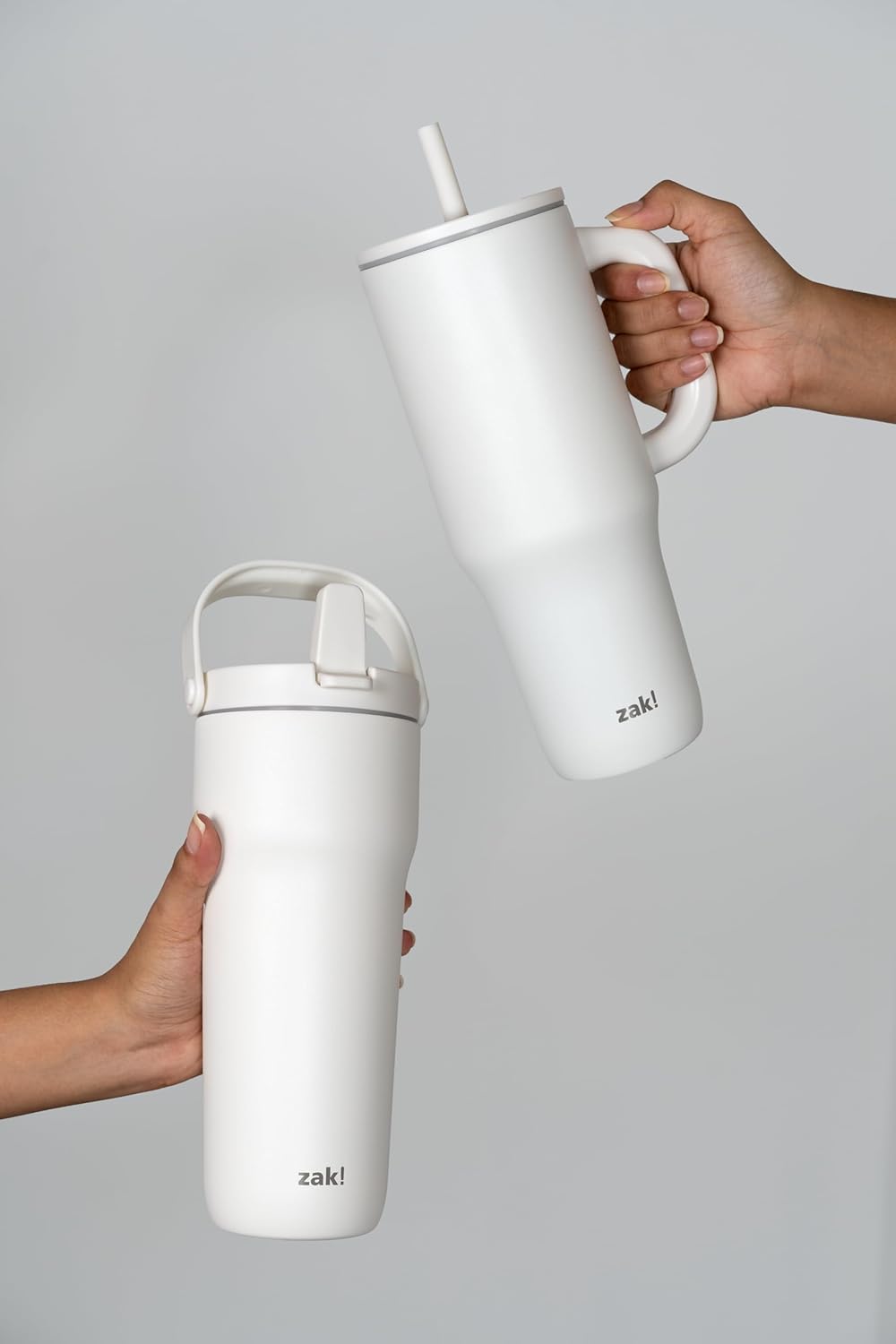 Zak Designs Sutton Travel Tumbler for On the Go, 40oz Stainless Steel with Vacuum Insulation, Silicone Straw, and Carry Handle for Cold Drinks (Cream White) - Image 8