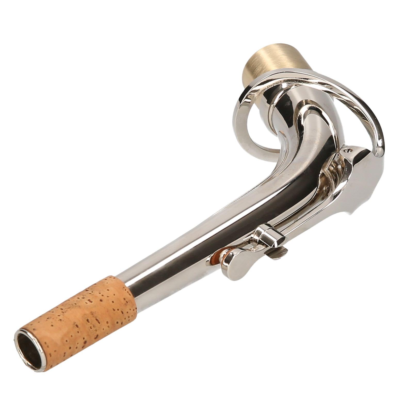 Cuello de Saxofón Alto, Cuello Curvo de Latón, Pieza Repuesto para Saxofón, Accesorio para Músicos (Plata)