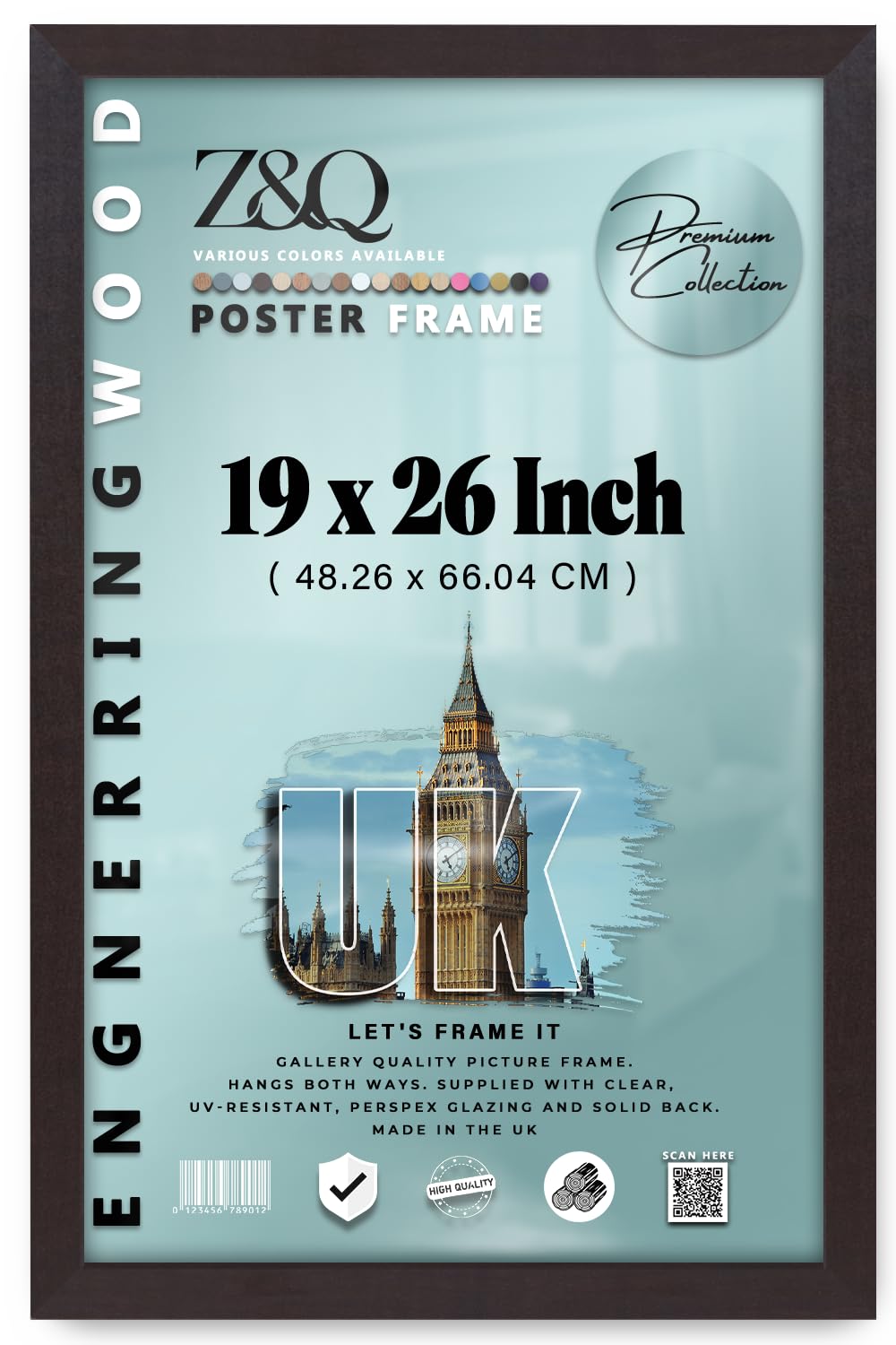 Z&Q - Flat Durable MDF Wood 19 x 26 Inch Poster Frame | Stylish Wall Décor (48.26 x 66.04 CM) for Home Décor, Art, and Wall Gallery [ Mahogany ]