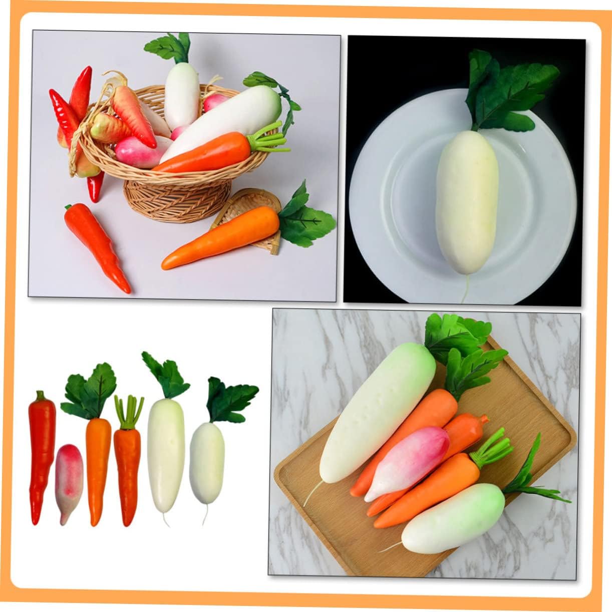 OUNONA 3sets Simulation Carrots Artificial Vegetable for Party Lifelike Carrot Decorations for Home Fake Carrots Home Kitchen Fake Vegetables Pretend Play Carrot Green Harvest 6pcs*3