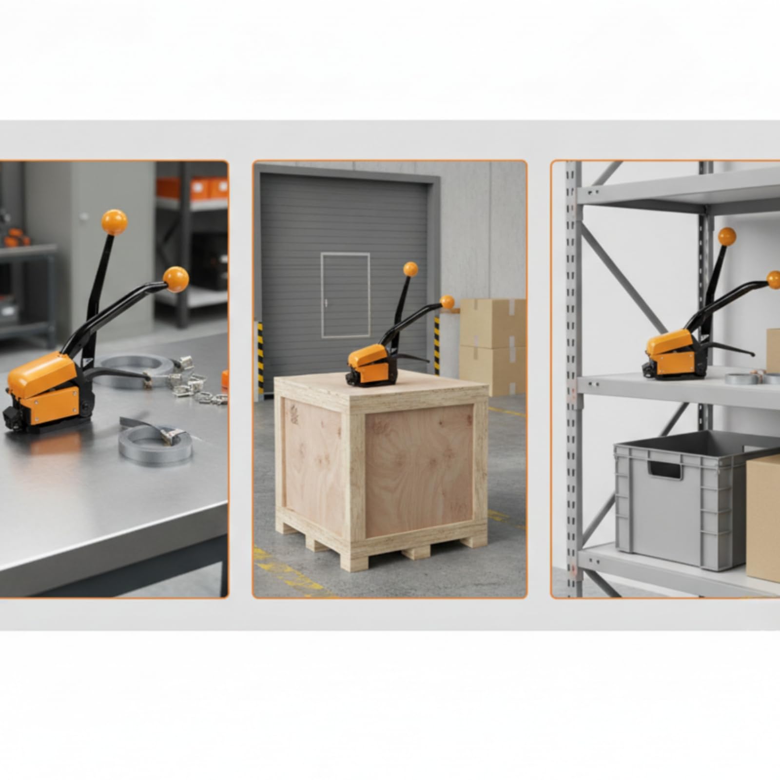 Tendicinghia in Acciaio Manuale Utensile Reggia Tensionatore Pinzatrice Senza Fibbia con di Punzonatura E Taglio in Acciaio Legato per Carichi Gravosi