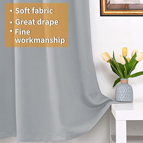 Miniatura 5 de YoungsTex Cortinas 100% opacas con aislamiento térmico de 84 pulgadas de largo para sala de estar, cortinas opacas de doble capa con ojales, ahorro