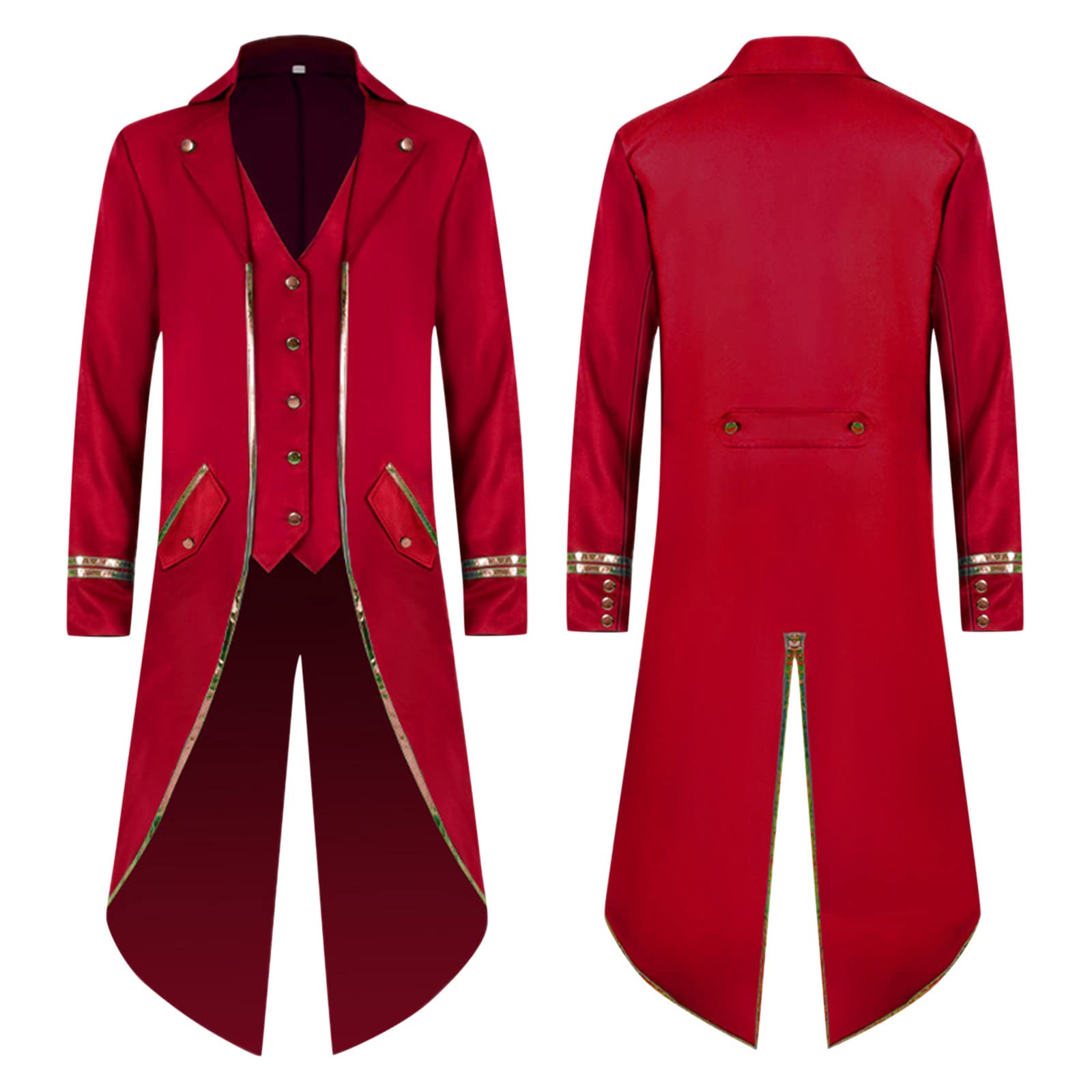 Giacca Frac Uomo, Cappotto Gotico Steampunk Vintage Giacca Irregolare Vittoriano Cappotti Antivento Antivento Costume Horror Vestito Vampiro Uomo Slim Fit Cappotto Vintage con Cappuccio E Cerniera