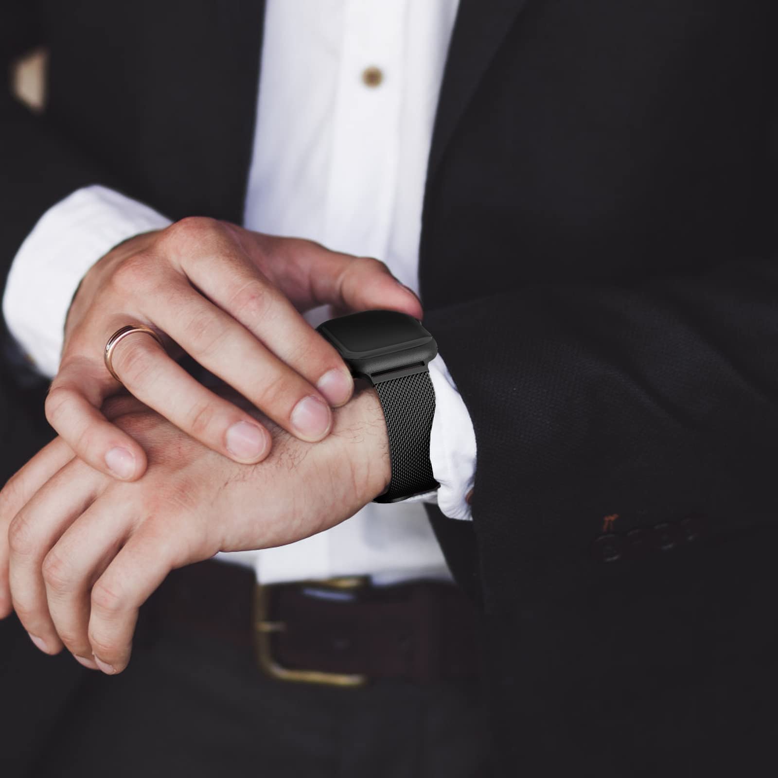 Quick Release Watch Strap 14MM 16MM 18MM 20MM 22MM 24MM Milanese Mesh Wristband Magnetic Lock Replacement Band Watch Wristbands Smartwatch Replacement Strap 2PCS (Color : Rose Gold, Size : 14MM)