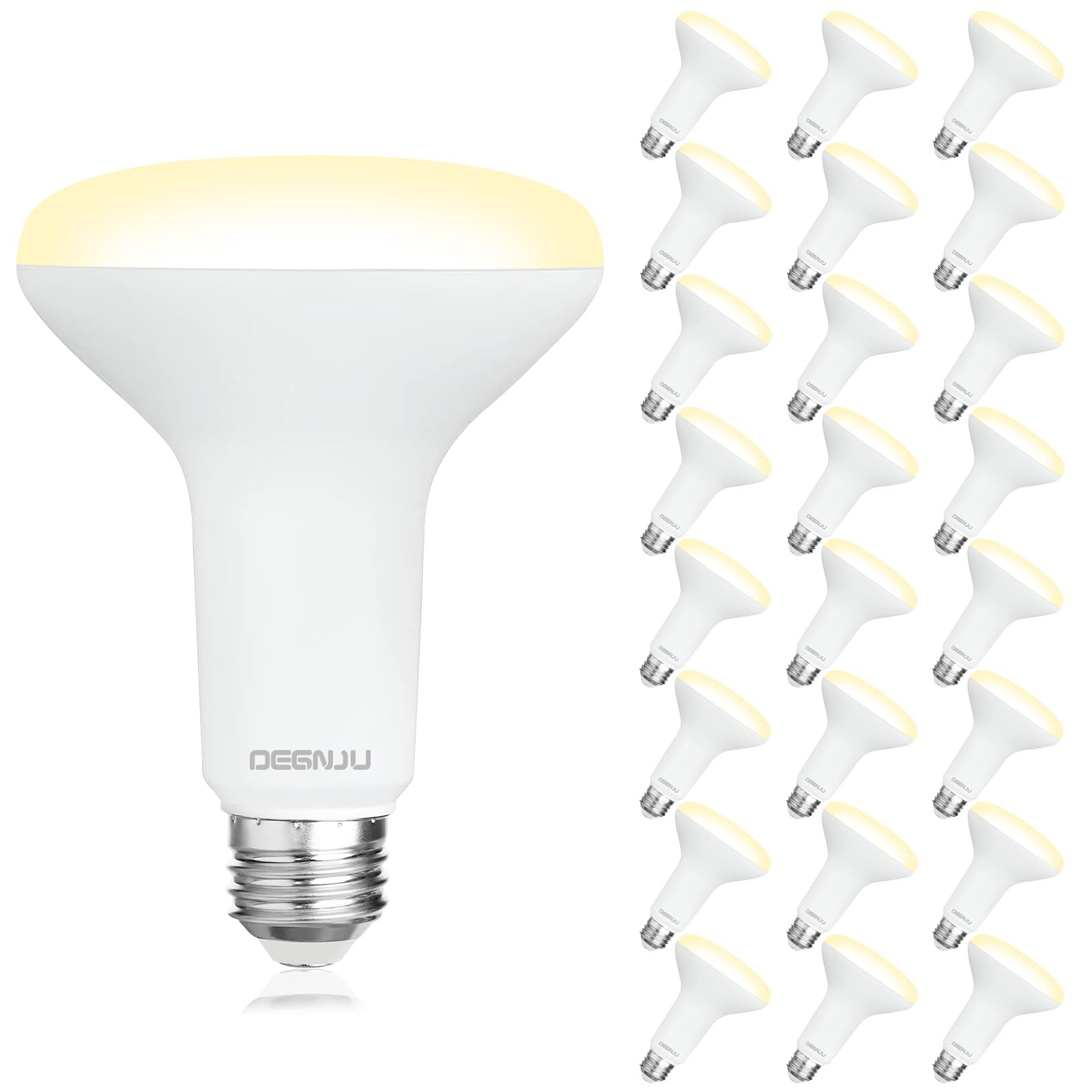 DEGNJU 24 Pack Indoor Flood Light Bulbs, BR30 LED Bulb 7W Equivalent 65W, Dimmable Recessed Light Bulbs, 650LM 2700K Soft White 15000 Lifetime LED Can Light Bulb, Interior Home E26 Base