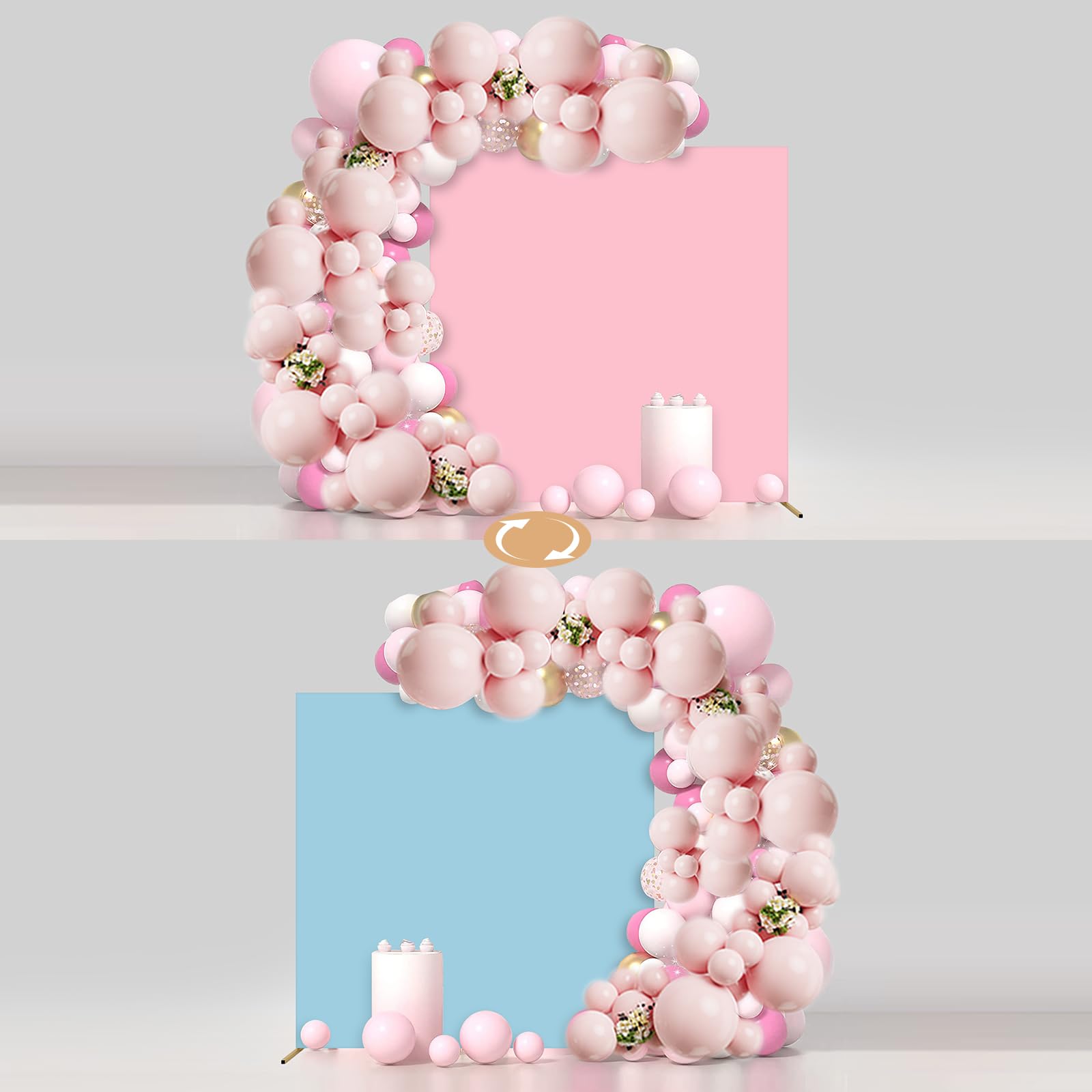 Square Backdrop Cover,6.6x5.2 FT Double Color Square Backdrop Stand Cover,Square Spandex Arch Backdrop Cover for Wedding Birthday Parties Graduation