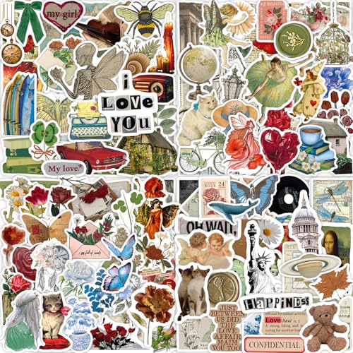 Ya en mundofriki.es: Paquete de 200 calcomanías vintage estéticas retro, calcomanías de vinilo impermeables para botellas de agua, laptop, álbumes de recortes, diario, MacBook, maleta, guitarra, cuaderno, diario, patineta