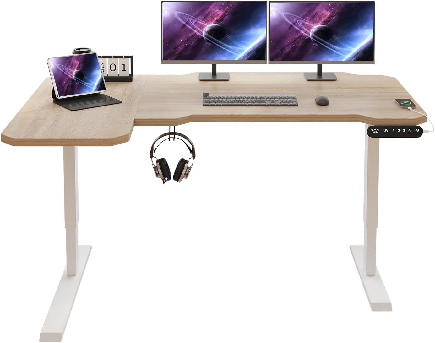 55” Adjustable Standing Desk – Electric Sit Stand Desk with Smooth Motor, Memory Presets & Large Desktop for Home Office