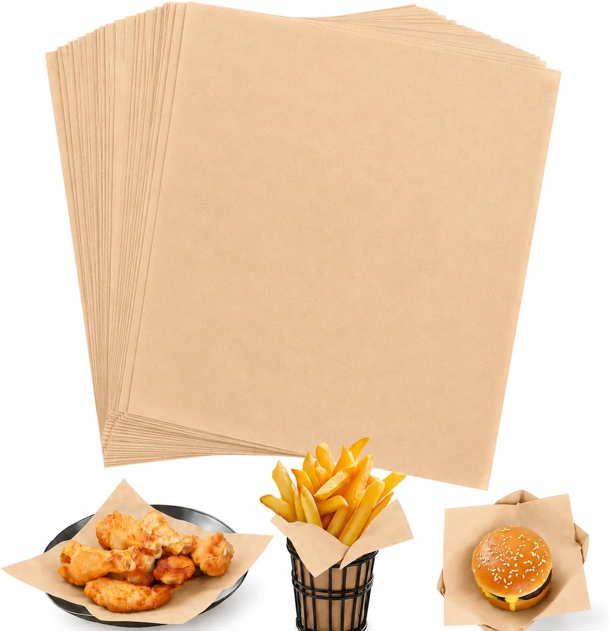 Simpeak Deli Paper 120 Sheets, 7x7" Premium Wax Paper Sheets for Christmas New Year Party Anniversary Food, Grease Proof & Non-Stick Square Sheet for Food Sandwich Candy Fries Wrapping