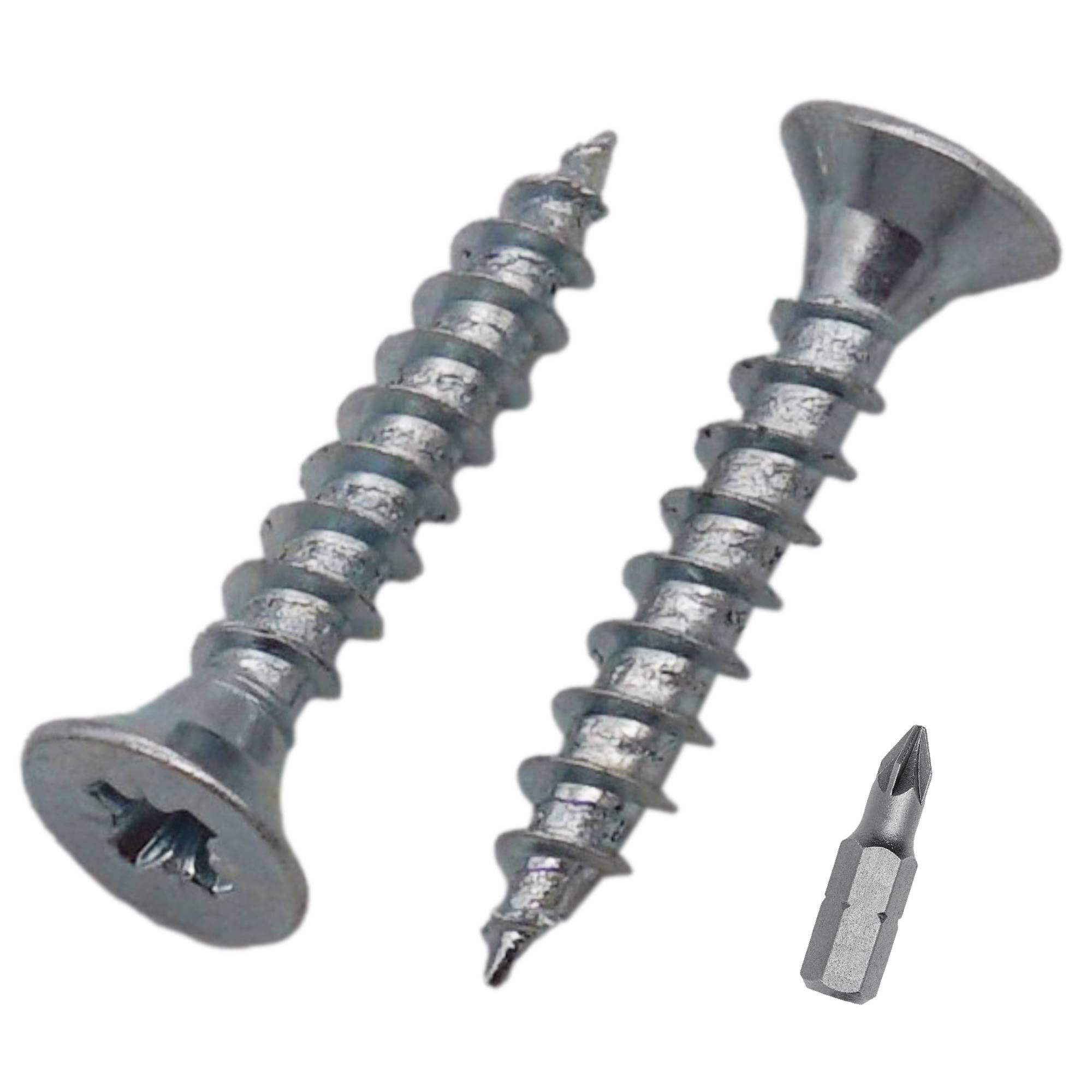 SKIR'CO (100 pcs) Zinc Plated Steel 3.0 x 18 mm Wood Screws, Pozidriv Countersunk Head, Chipboard Screws, PZ Fully Threaded
