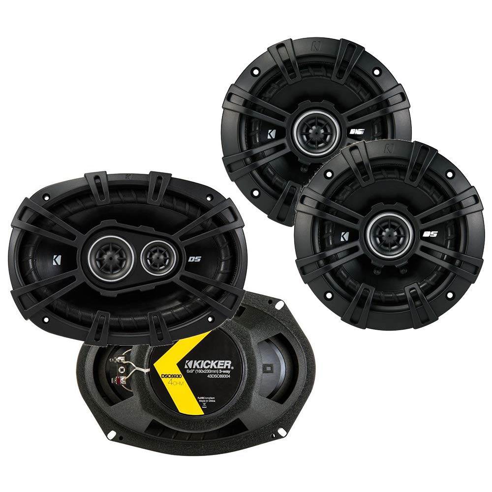 Kicker 43DSC69304 D Series 6x9 Inch 360 Watt 3 Way Dual Speakers with 43DSC504 D Series 5.25 Inch 20